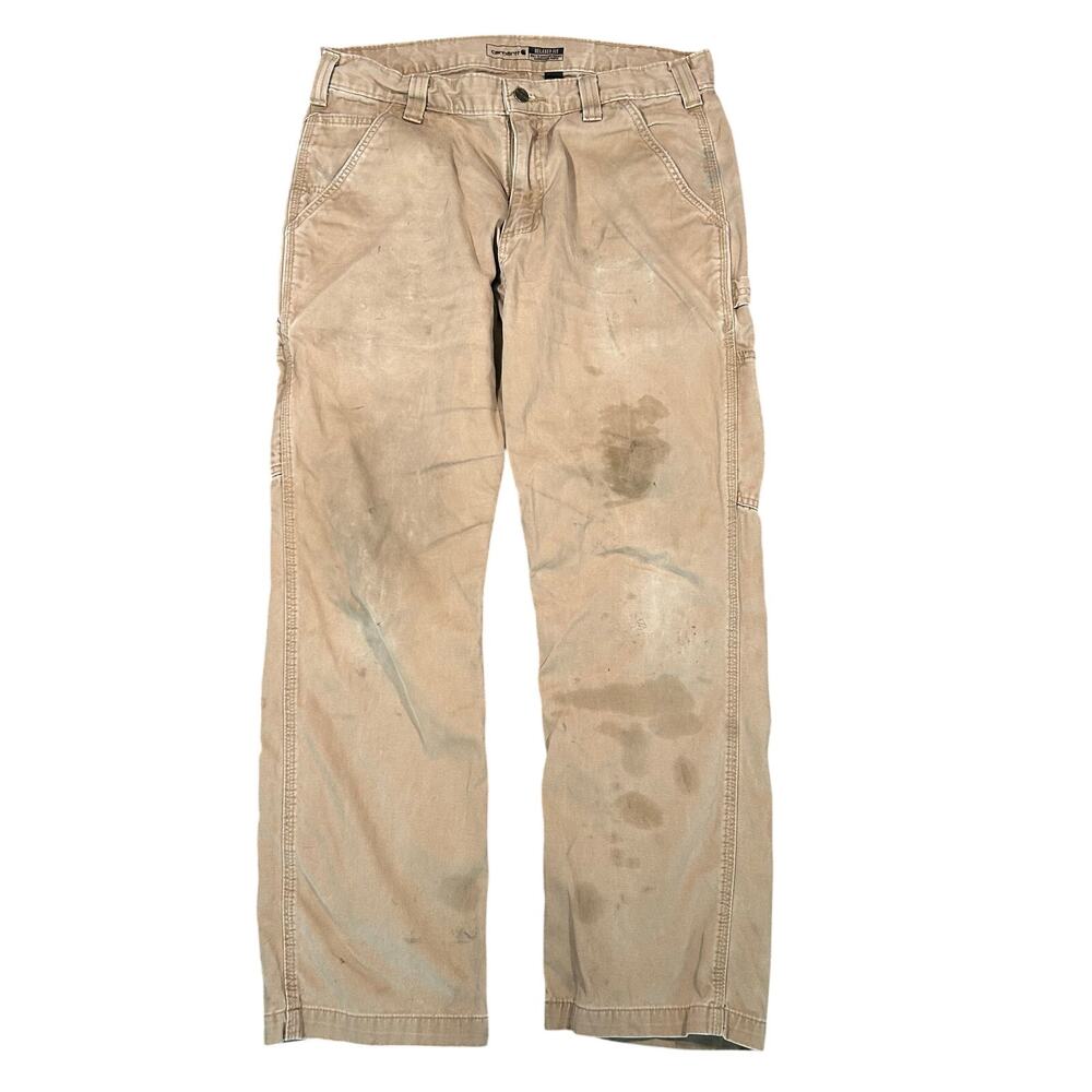 Carhartt Tan Pants 34x30 Distressed Faded Work Pants Khaki Beige Workwear